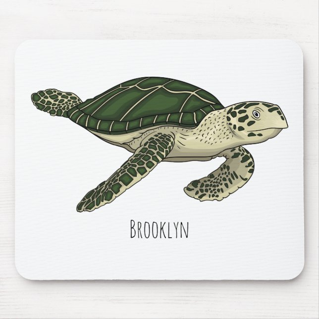 Sea turtle cartoon illustration  mouse pad (Front)