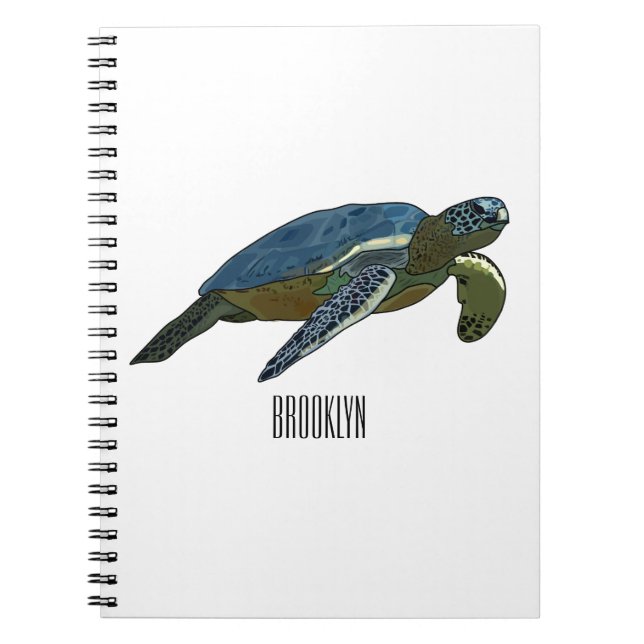 Sea turtle cartoon illustration notebook (Front)
