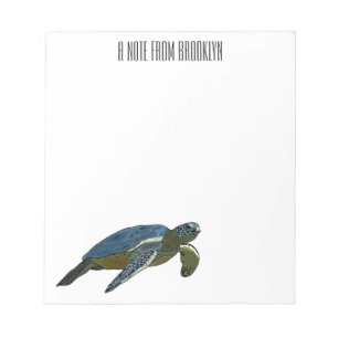 Sea turtle cartoon illustration notepad