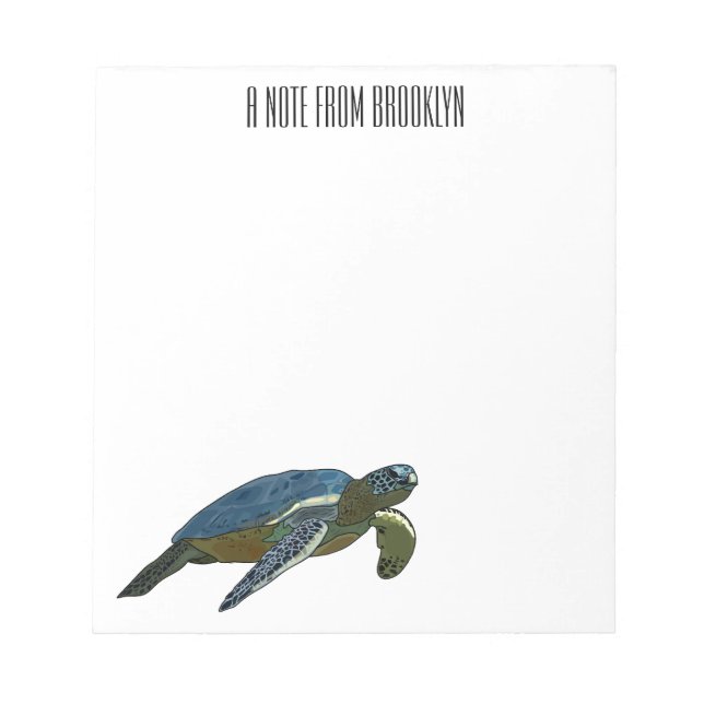 Sea turtle cartoon illustration notepad (Front)