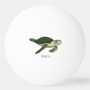 Sea turtle cartoon illustration   ping pong ball