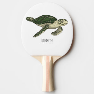 Sea turtle cartoon illustration  ping pong paddle
