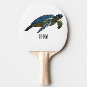 Sea turtle cartoon illustration ping pong paddle