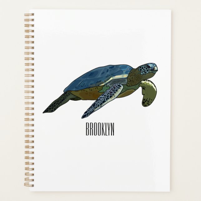 Sea turtle cartoon illustration planner (Front)