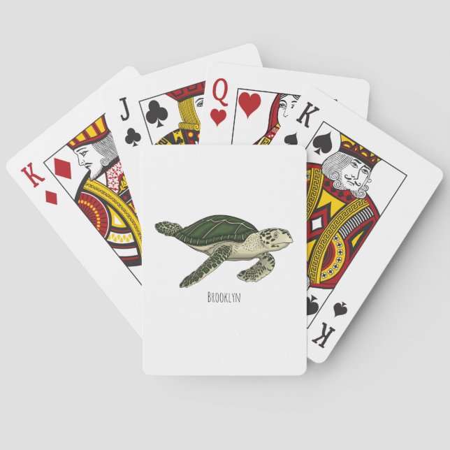 Sea turtle cartoon illustration  playing cards (Back)