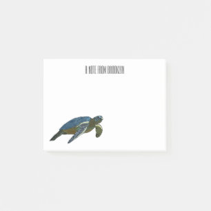 Sea turtle cartoon illustration post-it notes