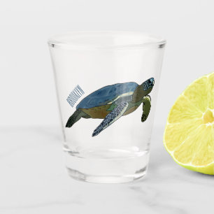 Sea turtle cartoon illustration shot glass