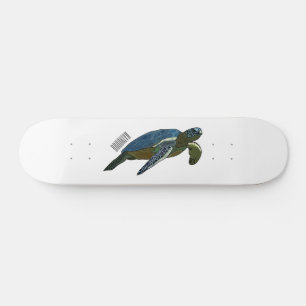 Sea turtle cartoon illustration skateboard