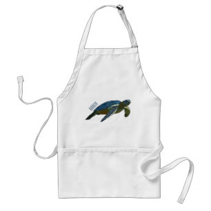 Sea turtle cartoon illustration standard apron