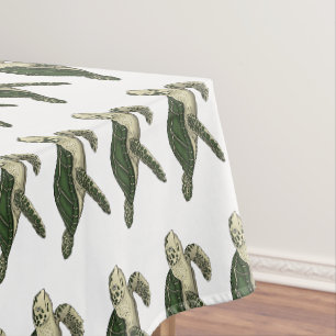 Sea turtle cartoon illustration tablecloth