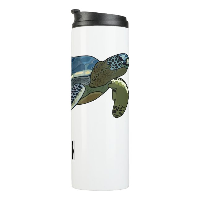 Sea turtle cartoon illustration thermal tumbler (Rotated Right)