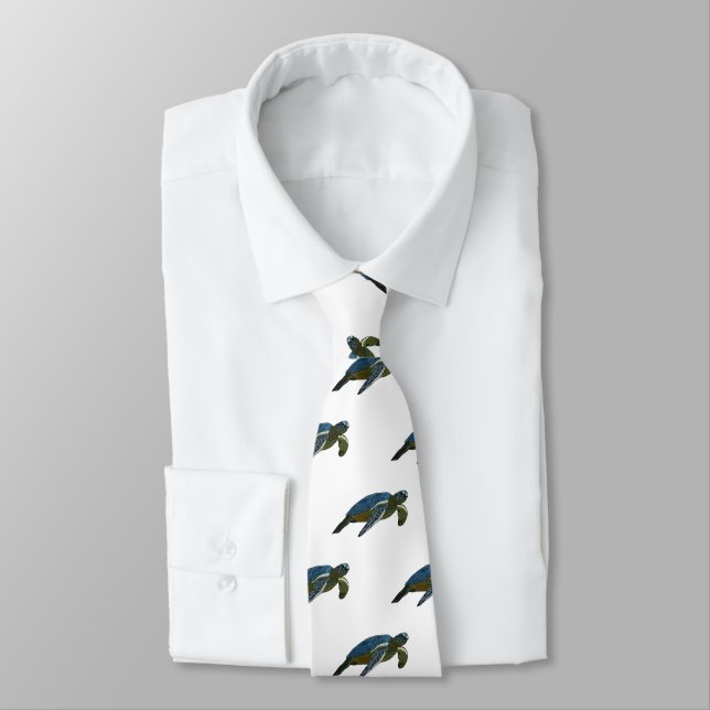 Sea turtle cartoon illustration tie (Tied)