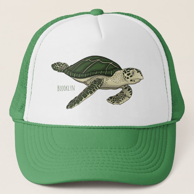 Sea turtle cartoon illustration   trucker hat (Front)