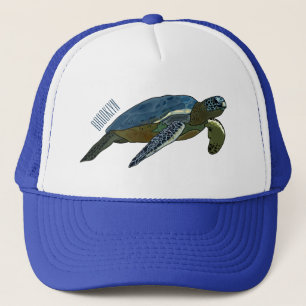 Sea turtle cartoon illustration trucker hat