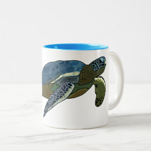 Sea turtle cartoon illustration Two-Tone coffee mug