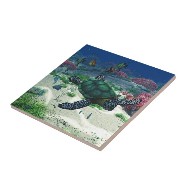 Sea Turtle Ceramic Tile (Side)