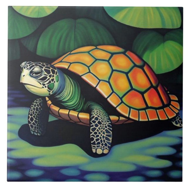 Sea Turtle Ceramic Tile (Front)