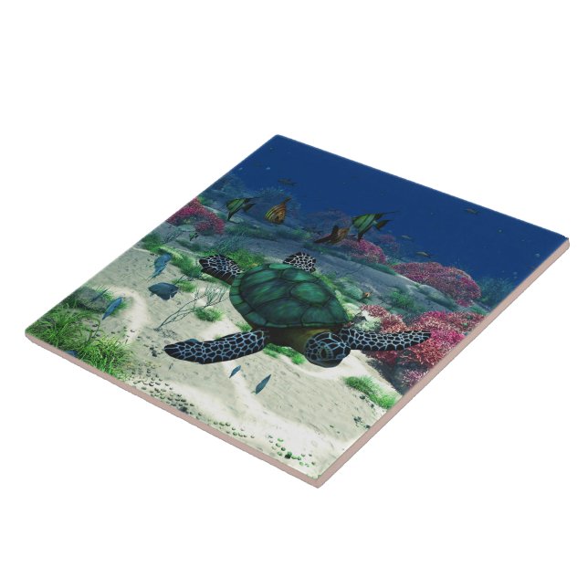 Sea Turtle Ceramic Tile (Side)