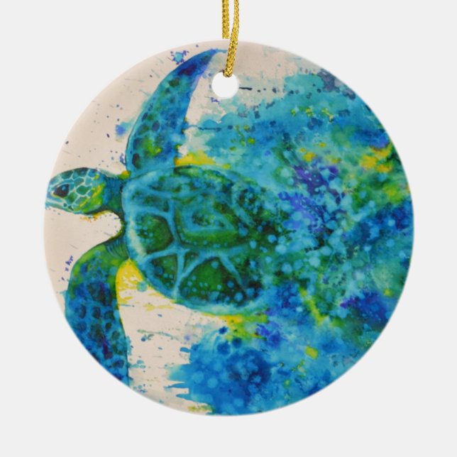 sea turtle ceramic tree decoration (Front)