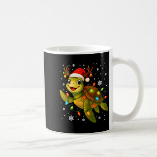 Sea Turtle Christmas Lights Funny Santa Hat Merry  Coffee Mug
