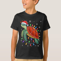 Sea Turtle Christmas Lights Santa Hat Funny Xmas P