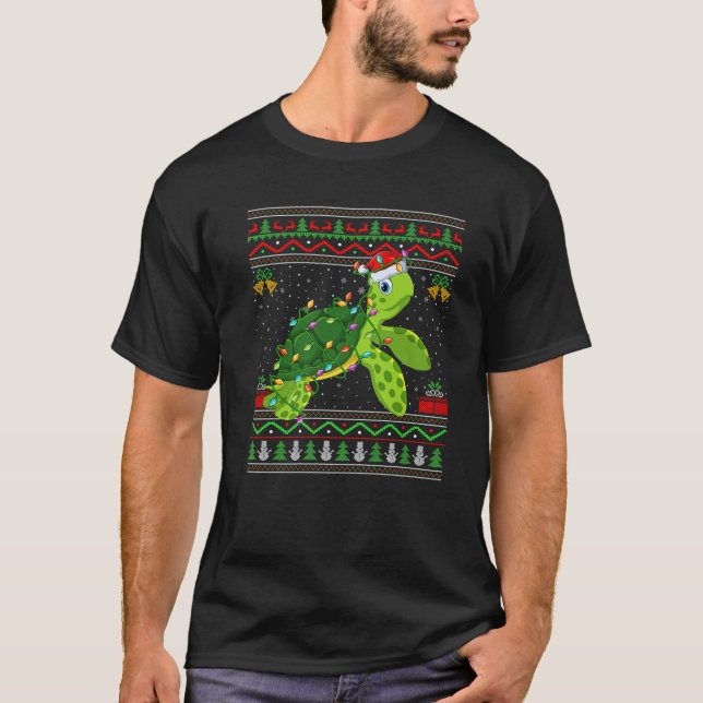 Sea Turtle Christmas Lights Santa Ugly Sweater Xma (Front)