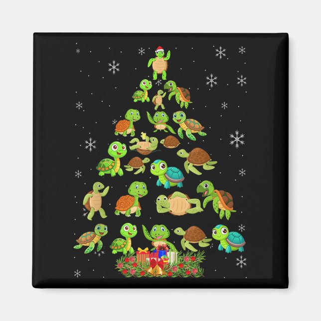 Sea Turtle Christmas Tree Matching Family Xmas Tre Magnet (Front)