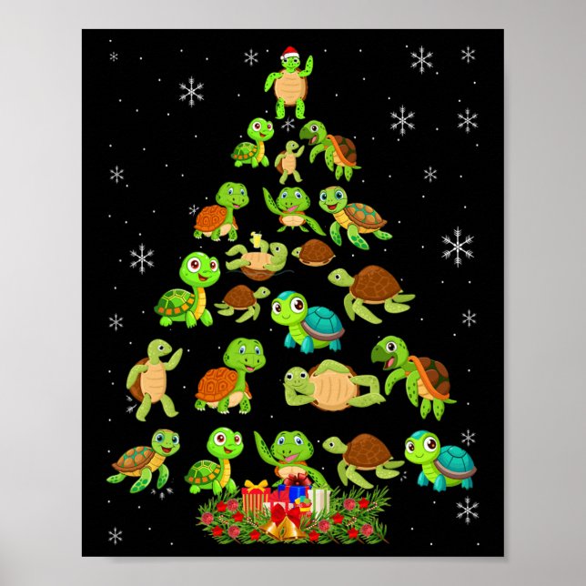 Sea Turtle Christmas Tree Matching Family Xmas Tre Poster (Front)