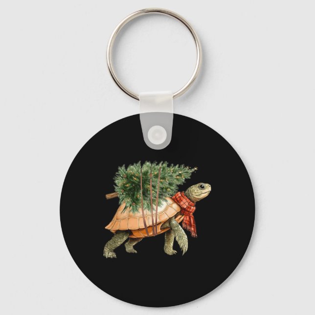 Sea Turtle Christmas Tree Turtle Beach Lover Ocean Key Ring (Front)
