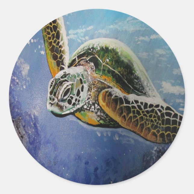 Sea Turtle Classic Round Sticker (Front)