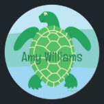 Sea Turtle Classic Round Sticker<br><div class="desc">A delightful sea turtle!  Customise it with your name.  Zazzle makes it easy!</div>