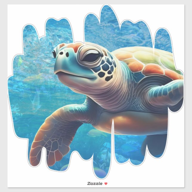 Sea Turtle Close-up Ocean Vibes Blue Ocean (Sheet)