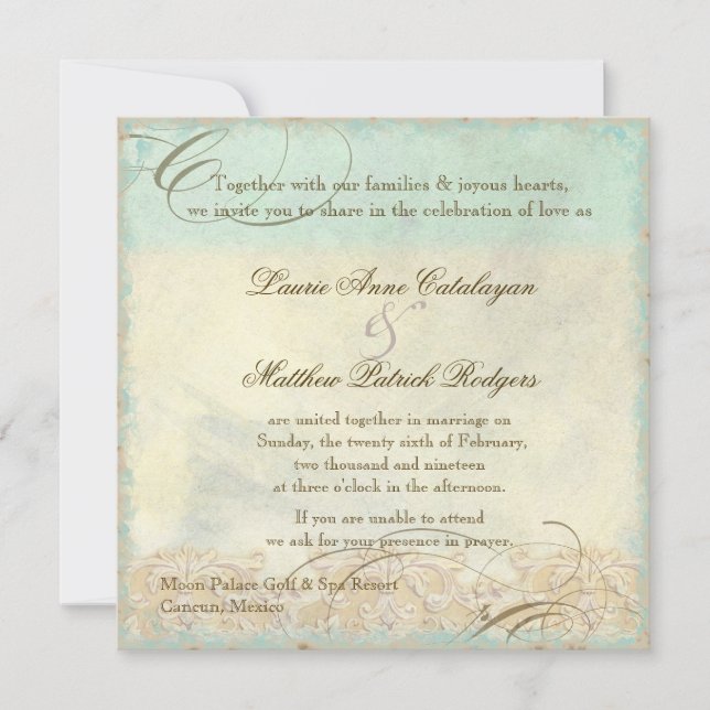 Sea Turtle Coastal Beach - Destination Wedding Invitation (Front)