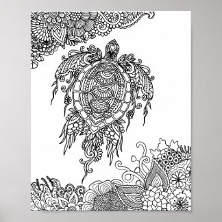 Sea Turtle - Colour Your Own Art Poster