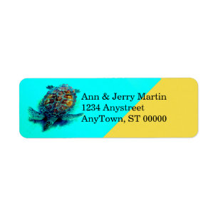 sea turtle colourful custom address label return address label