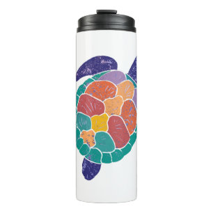 Sea Turtle Colourful Distressed Style Turtle Thermal Tumbler