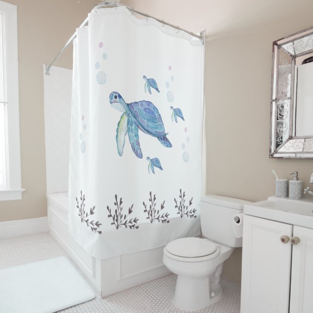 Sea Turtle, Colourful, Fun, Nature Shower Curtain (In Situ)