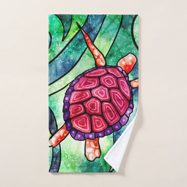 Sea Turtle Colourful Tropical Hand Towel (Hand Towel)