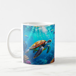 Sea Turtle Colourful Underwater Scene   Coffee Mug