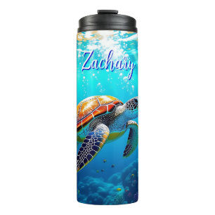 Sea Turtle Colourful Underwater Scene Thermal Tumbler