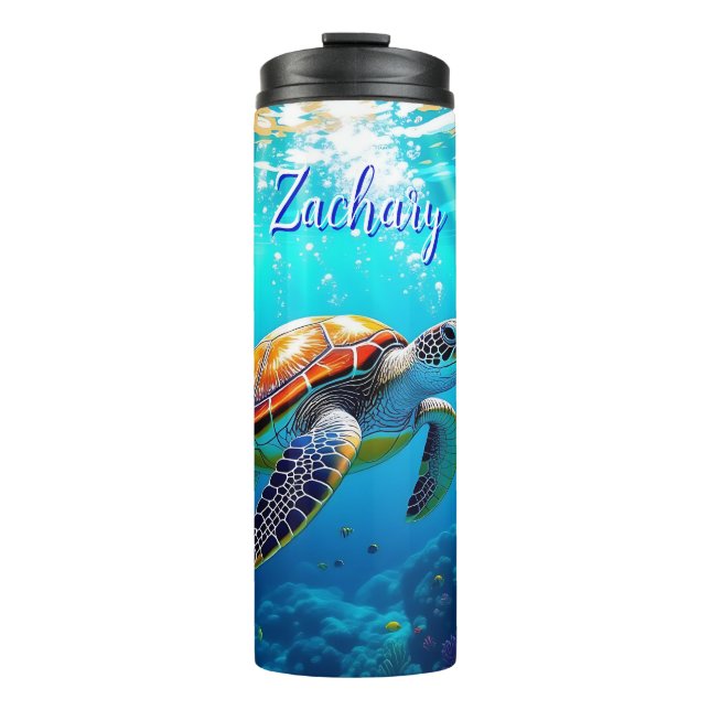 Sea Turtle Colourful Underwater Scene   Thermal Tumbler (Front)