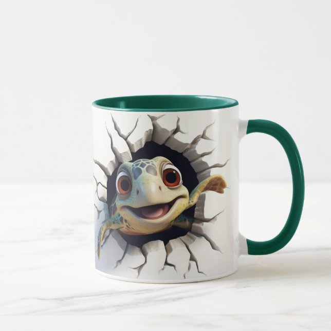 Sea turtle coming out of wall mug (Right)