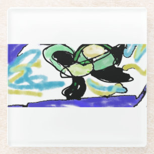 Sea turtle cool summer glass coaster