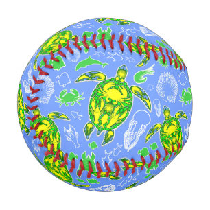 Sea Turtle Coral Reef Marine Life Symbol Baseball