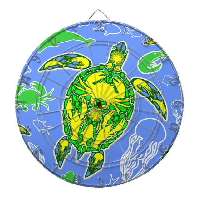 Sea Turtle Coral Reef Marine Life Symbol  Dartboard (Front)