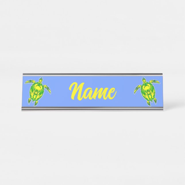 Sea Turtle Coral Reef Marine Life Symbol  Desk Name Plate (Front)