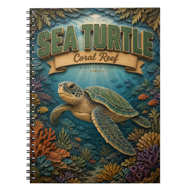 Sea Turtle Coral Reef POPCUT Notebook (Front)