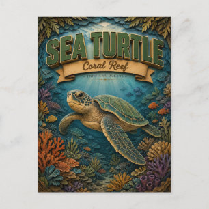 Sea Turtle Coral Reef POPCUT Postcard