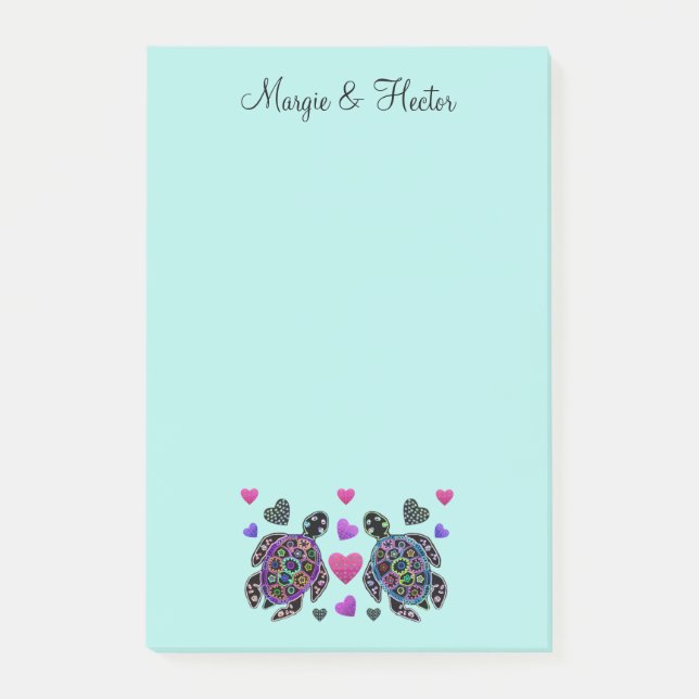 Sea Turtle Couple Post-it® Notes 4 x 6 (Front)
