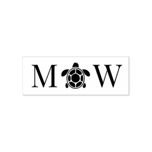 Sea Turtle Couple Wedding 2 Initial Monogram Self-inking Stamp